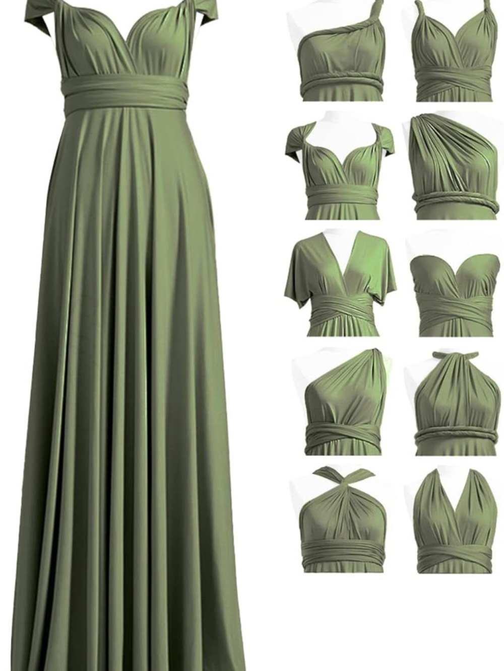 Convertible Olive Green Multiway Maxi Dress